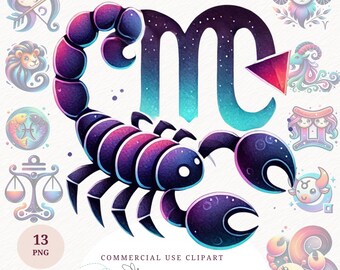 3D Zodiac Clipart Colorful Astrology Symbols PNG Cosmic Horoscope Star Sign Digital Download Printable Card Making Mug Design Tshirt Graphic