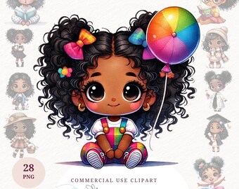 Watercolor Black Girl Clipart Bundle African American Kids PNG Digital Download Printable Nursery Art Shirt Design Mug Prints Paper Craft