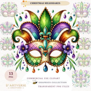 Masquerade Mask Clipart Bundle Mardi Gras Carnival PNG Watercolor Party Graphic Digital Download Printable Paper Craft Card Making Shirt DTF