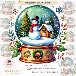 Cute Christmas Snow Globe Clipart Bundle Snowman Snowglobe Clip Art Santa Clip Art Christmas Tree Clipart Printable Digital Download Card