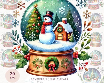 Cute Christmas Snow Globe Clipart Bundle - Snowman Snowglobe Clip Art ...