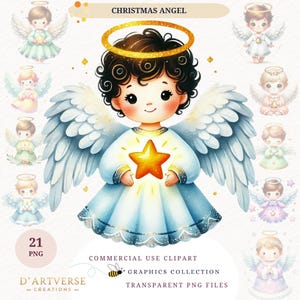 Weihnachten Engel Clipart Bundle Aquarell Baby Engel niedlichen Kinder Grafiken PNG digitaler Download druckbare Karte machen Becher Design Tshirt Druck