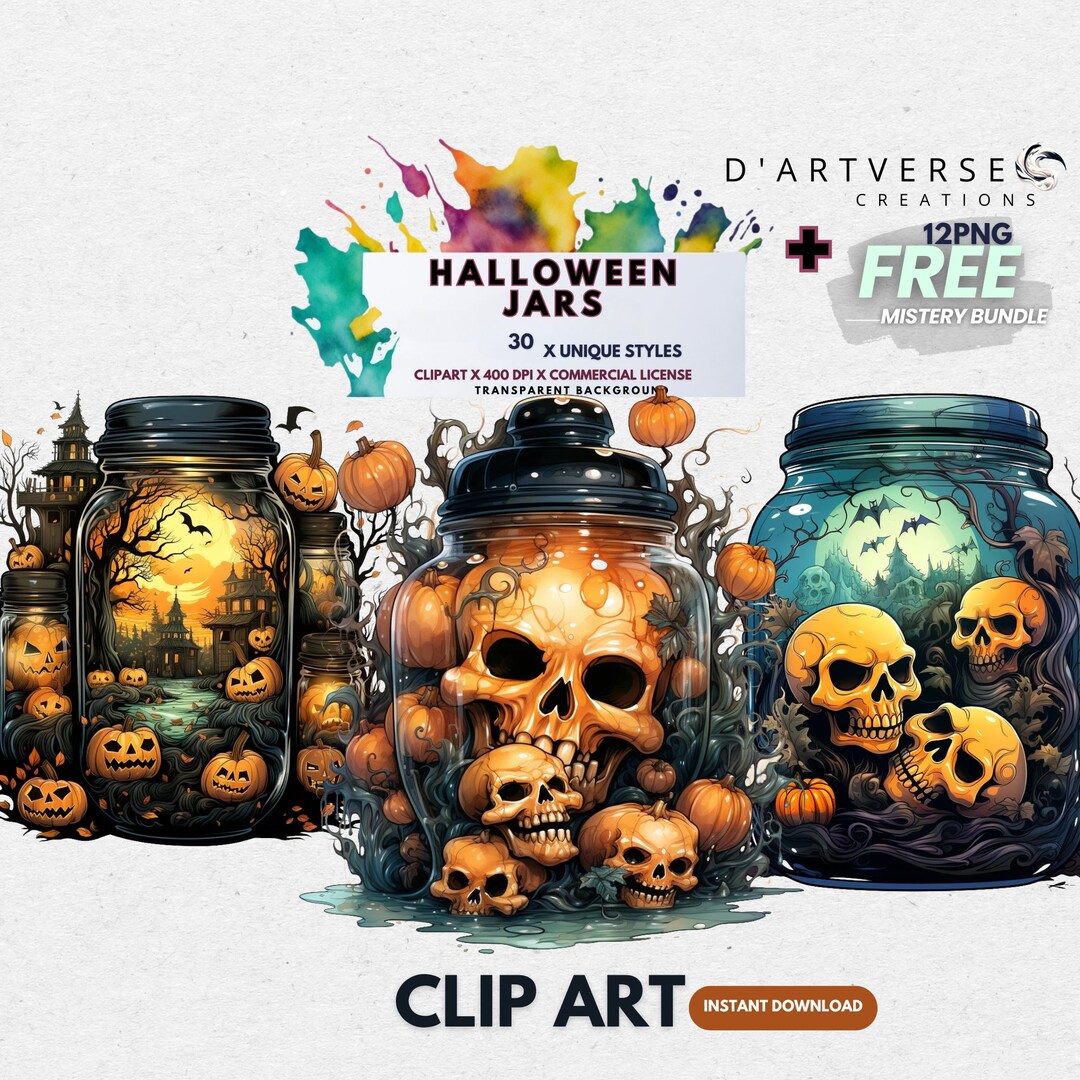 Halloween Season Clipart Halloween Jar Png Spooky Halloween - Etsy