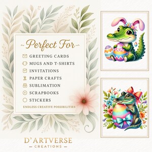 Lustige Krokodil Ostern Clipart Png niedlich Afrika Tiere Kunst Safari Aquarell Cartoon Alligator Digitaler Download Shirt Design Papier Handwerk Becher Bild 2