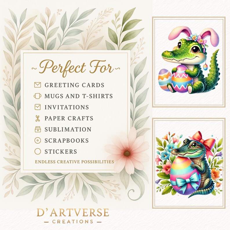 Lustige Krokodil Ostern Clipart Png niedlich Afrika Tiere Kunst Safari Aquarell Cartoon Alligator Digitaler Download Shirt Design Papier Handwerk Becher Bild 2