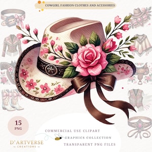 Western Cowgirl PNG Clipart Fashion Girl Graphics Country PNG Coquette Cowgirl Aesthetic Cowboy Boots Clipart Cowgirl Hat Digital Download