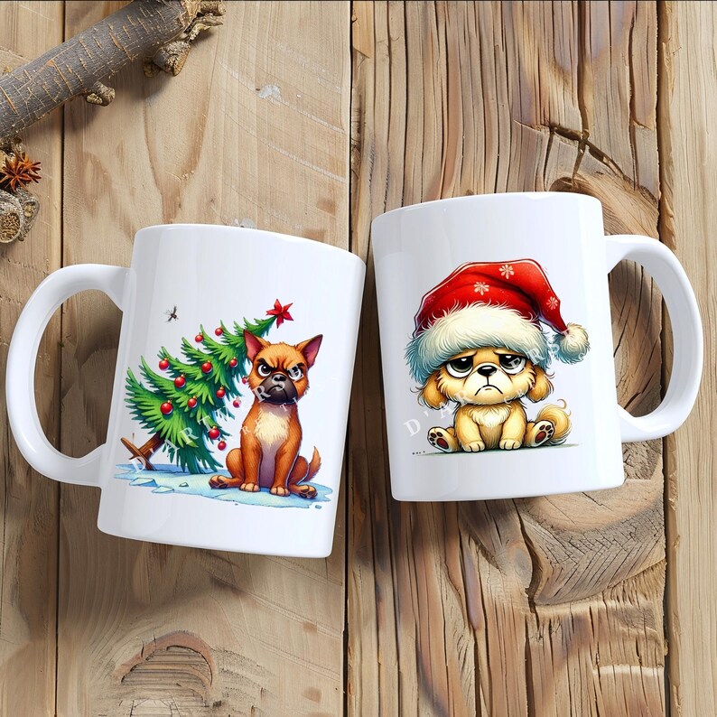 Grumpy Dog Christmas Clipart Bundle Holiday Pets PNG Funny ...