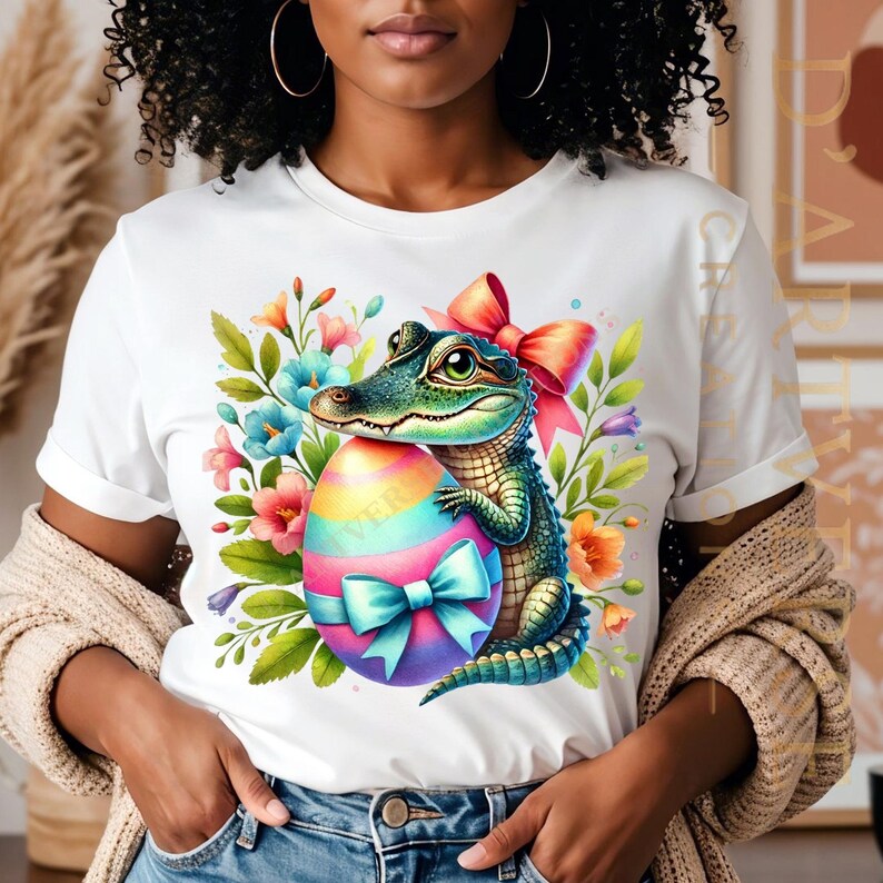 Lustige Krokodil Ostern Clipart Png niedlich Afrika Tiere Kunst Safari Aquarell Cartoon Alligator Digitaler Download Shirt Design Papier Handwerk Becher Bild 5