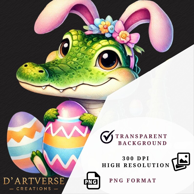 Lustige Krokodil Ostern Clipart Png niedlich Afrika Tiere Kunst Safari Aquarell Cartoon Alligator Digitaler Download Shirt Design Papier Handwerk Becher Bild 3