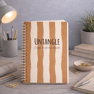 Journal guidé A5 Untangle | Cahier d'exercices sur l'anxiété et la réflexion excessive | Bloc-notes de réflexion | Journal de réflexion de style CBT | Cadeau pour la santé mentale