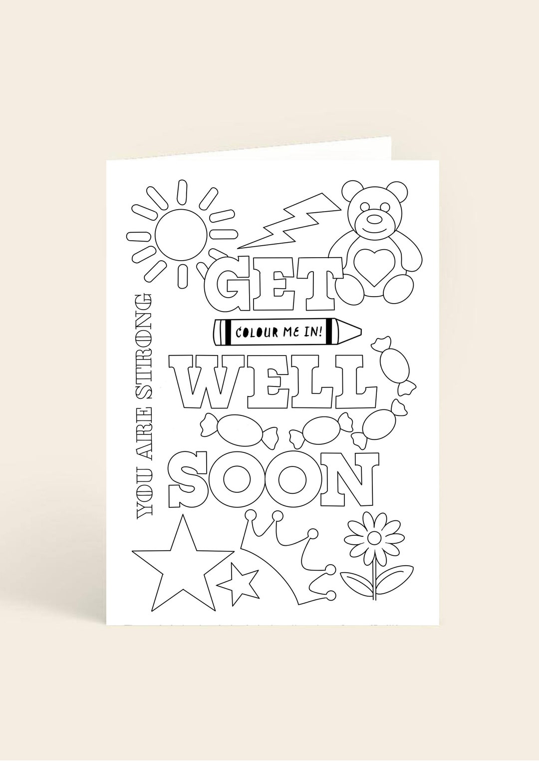 Personalisation Available Get Well Soon Card Colouring for Kids - Etsy