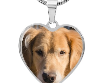 Personalized Pet Photo Heart Necklace, Custom Dog or Cat Photo Pendant