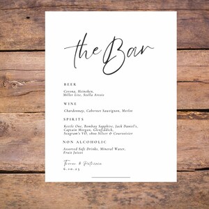 Wedding Bar Menu - Digital Download