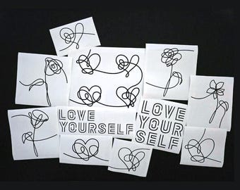 Love Yourself Heart Decal, Love Yourself Flower Decal, K-pop LY