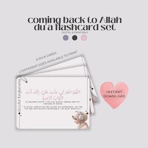 Coming Back to Allah Du’a Card Set — Printable Islamic Du’as for Spiritual Renewal & Forgiveness, Muslimah Self Care Du’a Bundle
