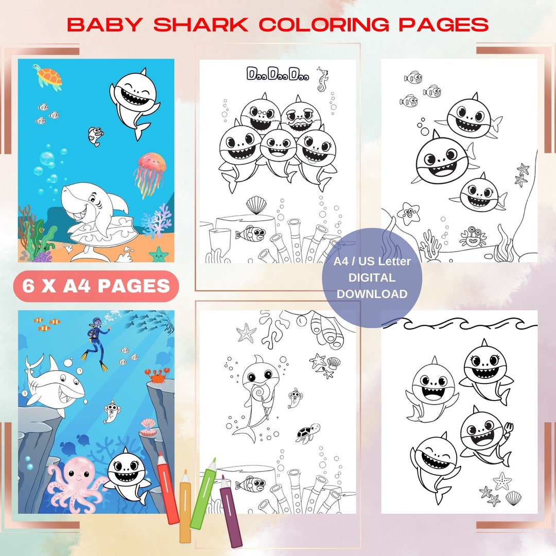 Baby Shark Coloring Pages Animal Painting Fun Coloring Pages for Kids ...