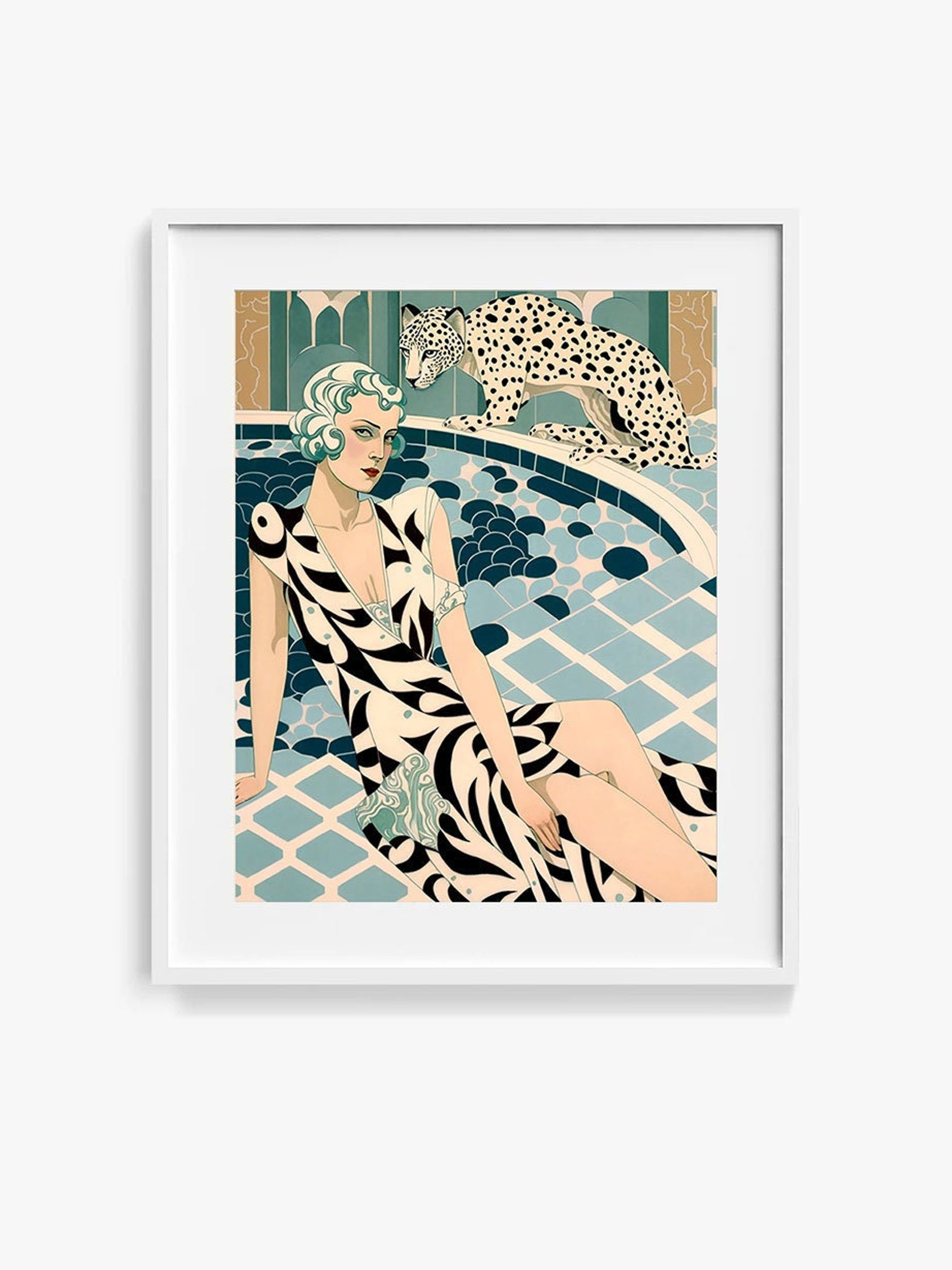Modern Art Deco Print, Retro Glam Fashion, Eclectic Punk Boho Decor