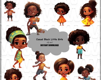 Black Young Girls, BUNDLE von 10 hochwertigen, einzigartigen Designs, bereit für die kommerzielle Nutzung, transparenter Hintergrund, DIGITALE DOWNLOADS