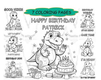 Personalisierte Dinosaurier Malvorlagen | 7 SEITEN in einem digitalen Download | LIEFERBAR in 24 Stunden