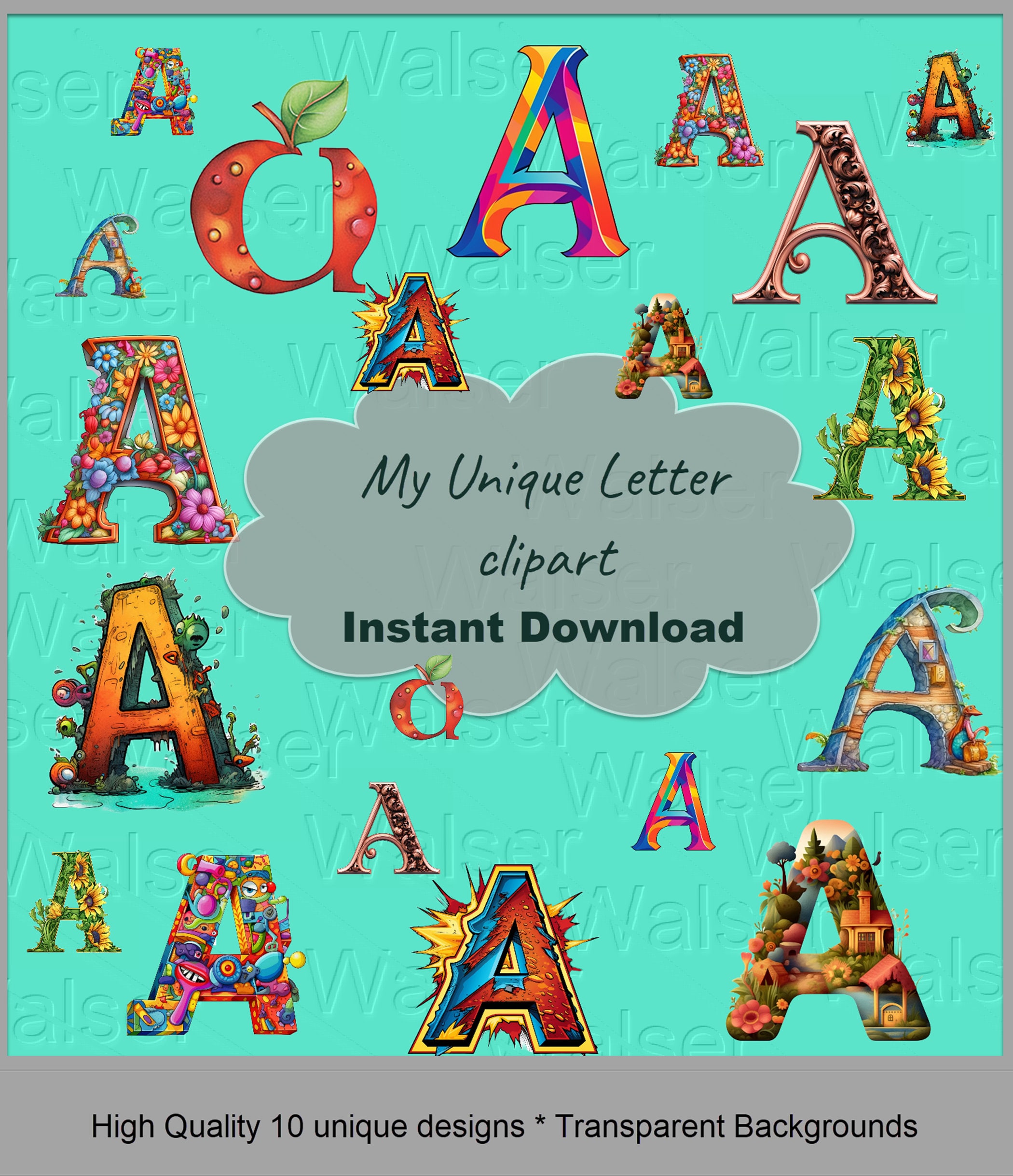Letter a clipart bundle of 10 high quality unique designs etsy