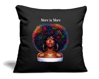 More is More Kissenhülle – 45x50 cm Schwarze Frau mit Bunten Locken | Afrozentrische Wohnkultur | Ermächtigung Dekokissen