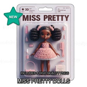 Clipart de muñecas 3D Miss Pretty en una caja, PAQUETE de 8 diseños únicos de alta calidad, fondos transparentes, DESCARGAS DIGITALES