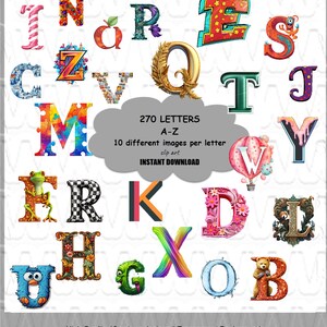 PAQUETE A-Z de 270 diseños únicos de alta calidad, listos para uso comercial, fondos transparentes, DESCARGAS DIGITALES