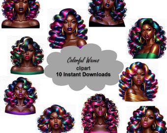 12 Clip Art Bündel | Schwarze Frauen PNG-Dateien | Transparenter Hintergrund | PLR Grafiken für kleine Unternehmen & POD Designer | Digitaler Download