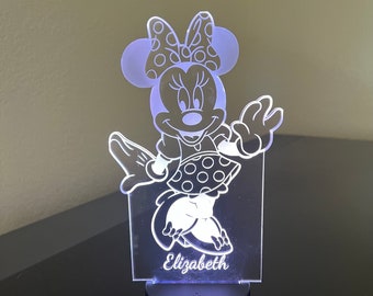 Personalized Minnie Mouse 3D Night Light, Gift for Child, Desk Lamp, Night Light, Room Decoration, Christmas Gift, Home Decor, SVG File, PNG