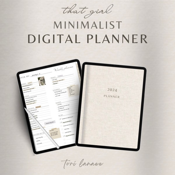 Minimalist Digital 2024 Planner | iPad Planner | Back to School Planner | GoodNotes Planner | That Girl | Weekly Planner | Monthly Planner