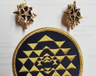 Vintage Battlestar Galactica Colonial Warrior Collar Pin Set & Shoulder Patch