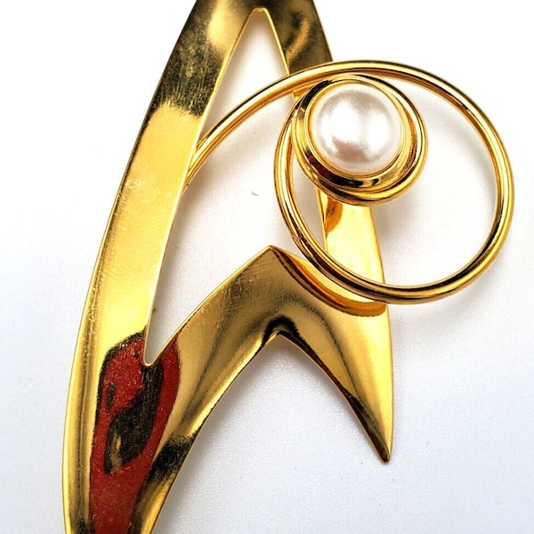 Vintage Star Trek DELUXE Command 3" Broach w Pearl- Majel Roddenberry Collection