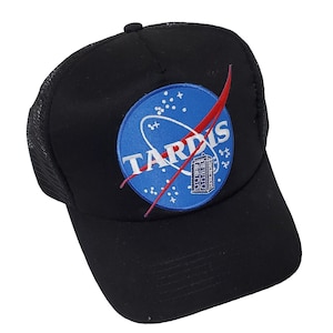Boné de beisebol TARDIS/NASA Meatball preto com malha traseira