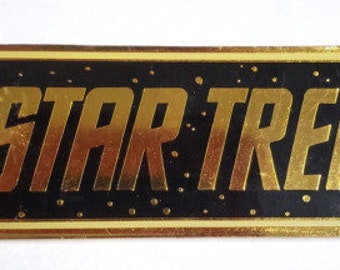 Vintage 1991 Star Trek Logo Hollywood Pin Deluxe Display Plaque Pin- 3" Wide