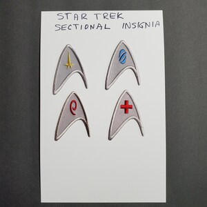 Deluxe Star Trek Sectional Insignia 7,5 cm Tygmärke Set med 4