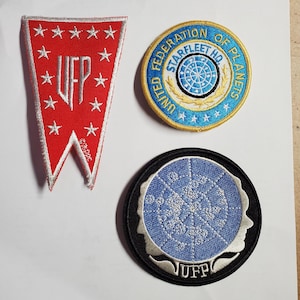 Vintage Star Trek UFP Set von 3 Gestickten Patches von LincolnEnterprises