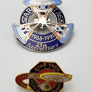 Set of 2 Star Trek 20th & 25th Anniversary Cloisonne Pin Set- 2 For One Price! Roddenberry Collection