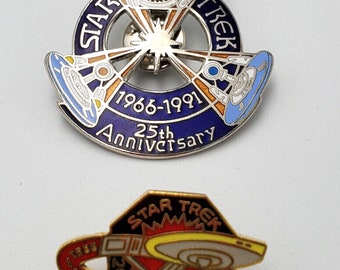 2er Set Star Trek 20th & 25th Jubiläum Cloisonne Pin Set- 2 für einen Preis! Roddenberry Kollektion