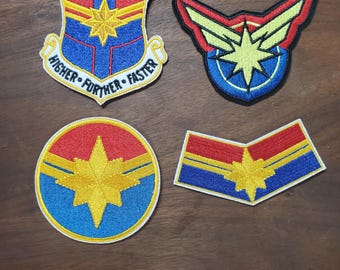 Cosplay Carol Danvers Captain Marvel 3"-4"  Patch Set of 4