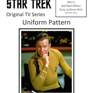 Star Trek TOS Starfleet Officer Duty Male Shirt Uniform Pattern-Multiple Sizes- Roddenberry Collection