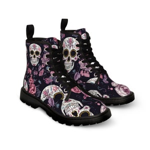 Sugar Skull, Dias De Los Muertos (Day of the Dead) Botas de lona para mujer Envío gratis