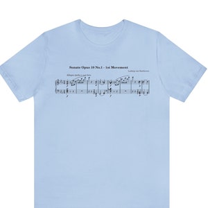 Beethoven T shirt, Comfy Sonate Sheet music Shirt, Classical music Gift for Instrument Players