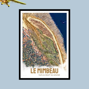 Manifesto di viaggio Le Mimbeau / Cap Ferret - Foto del bacino di Arcachon dall'aereo / Facile da incorniciare