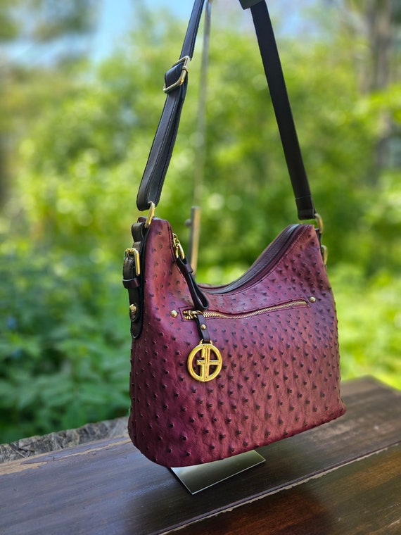 GIANI BERNINI ostrich embossed faux-leather women's hobo bag purse -MOCHA /  BROW | eBay
