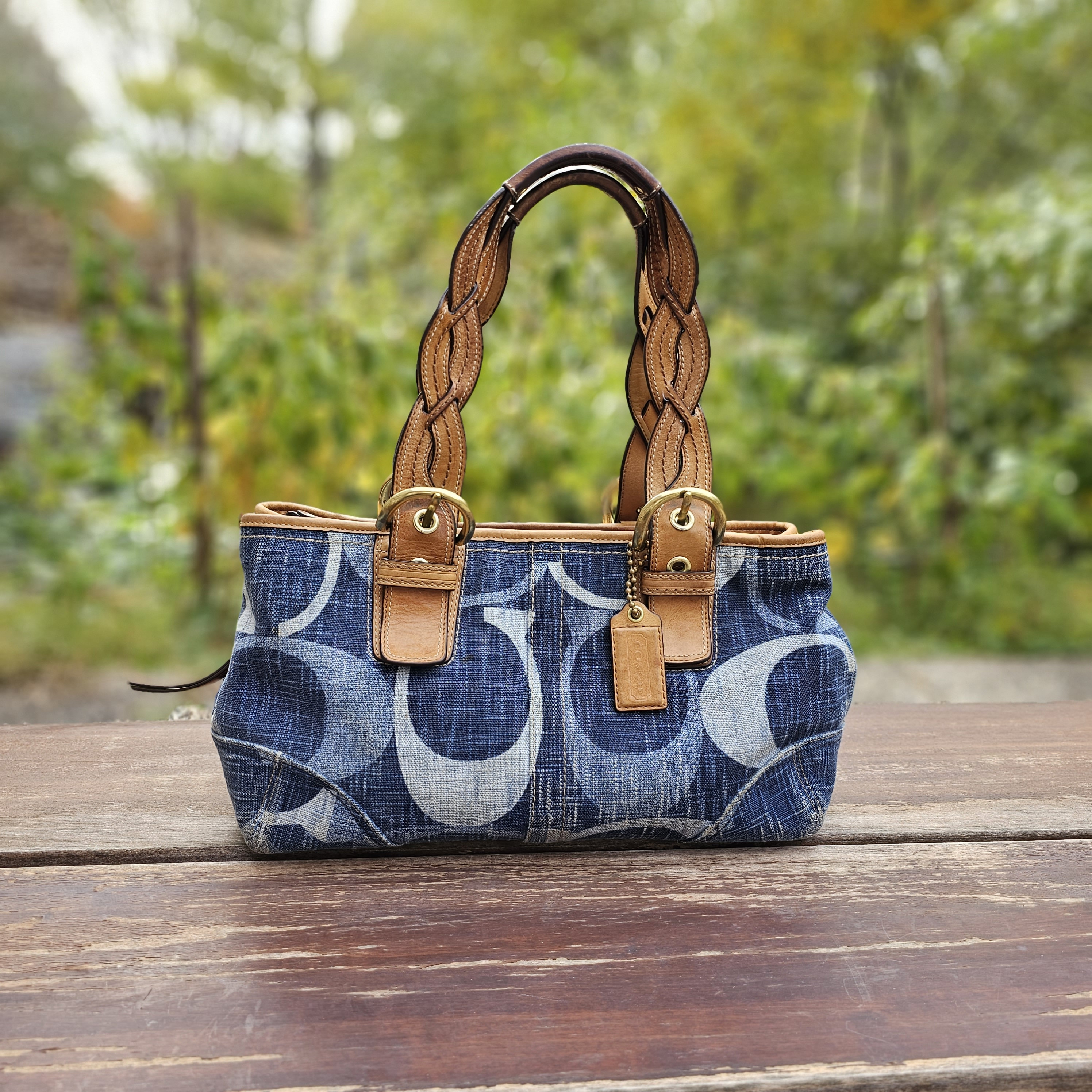 Blue denim coach purse hotsell