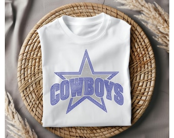 Cowboys Rhinestone Template: Digital Bling File (Instant Download, SS10 Size W12.700x H11.206 )