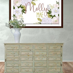 Floral SVG - Florals Nursery Sign SVG - laser single line cut file, scroll saw template, svg file, pdf file, glowforge