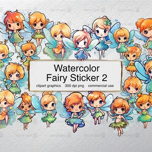 Watercolor Cute Fairy Clipart V2 |  fairy magic | separated PNG files | transparent background | 300 dpi | instant download | commercial use