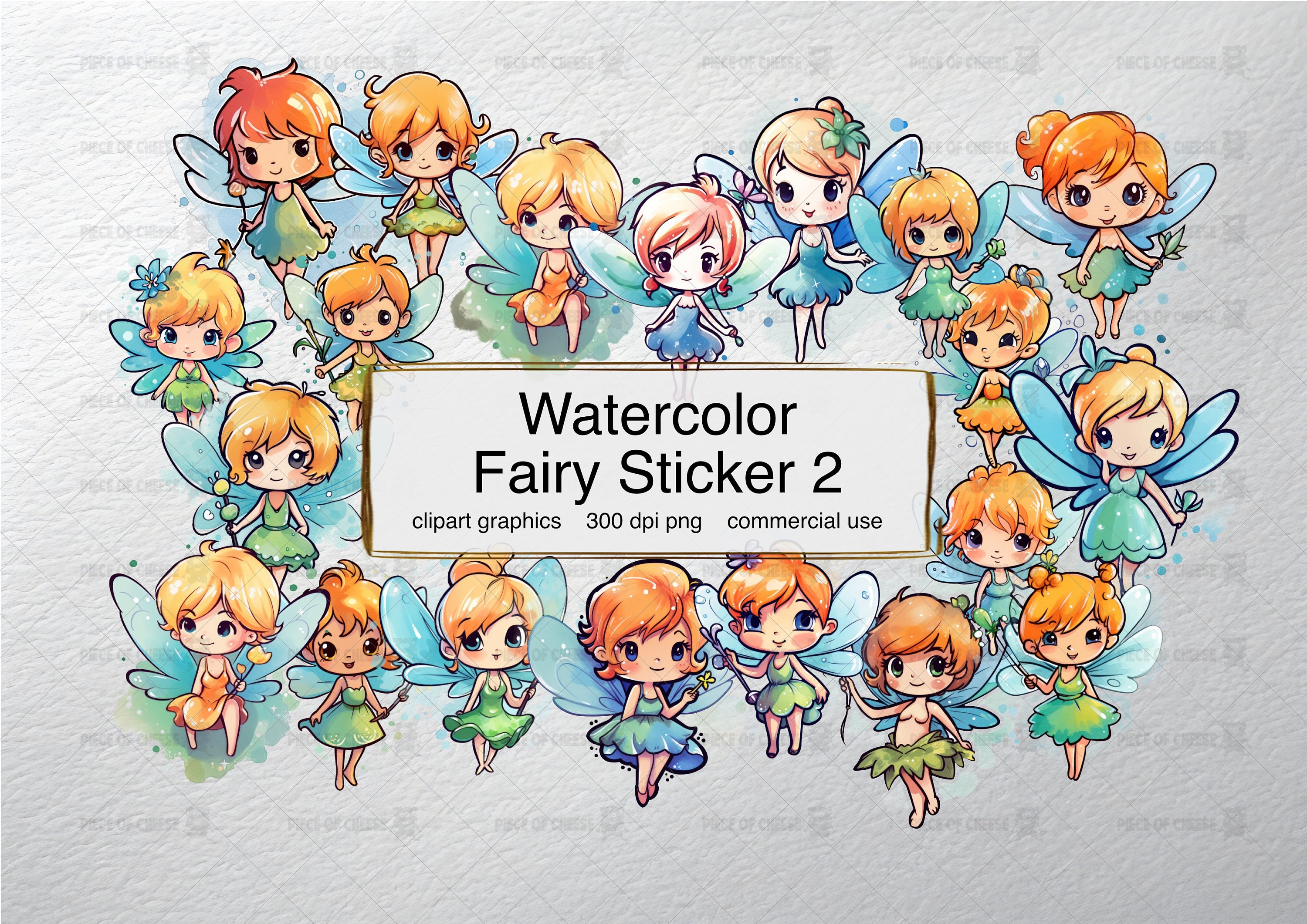 Watercolor Cute Fairy Clipart V2 Fairy Magic Separated PNG Files ...