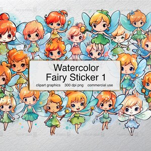 Watercolor Cute Fairy Clipart |  fairy magic | separated PNG files | transparent background | 300 dpi | instant download for commercial use